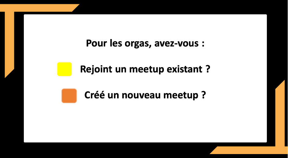 question : avez-vous rejoint un meetup existant ou créé un nouveau meetup
